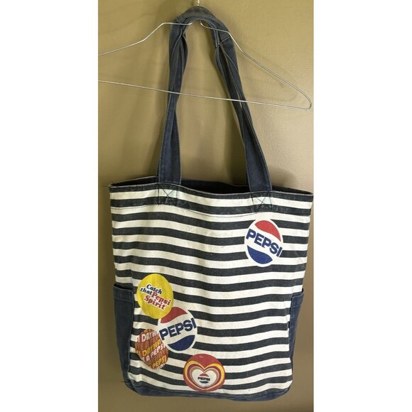 Pepsi Striped Tote Bag Please See Pics For Condition Catch The Spirit Promotinal - Picture 1 of 10